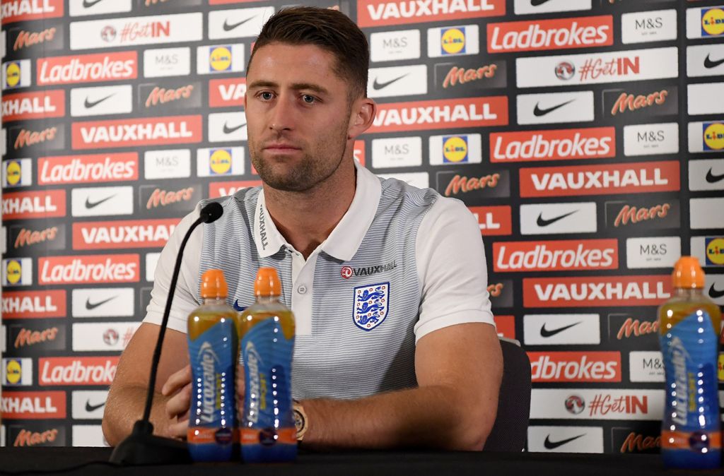 England's defender Gary Cahill gives a press conference at England's training facility at St George's Park in Burton-upon-Trent, in central England on October 4, 2016, ahead of England's 2018 World Cup qualifying football match against Malta on October 8.