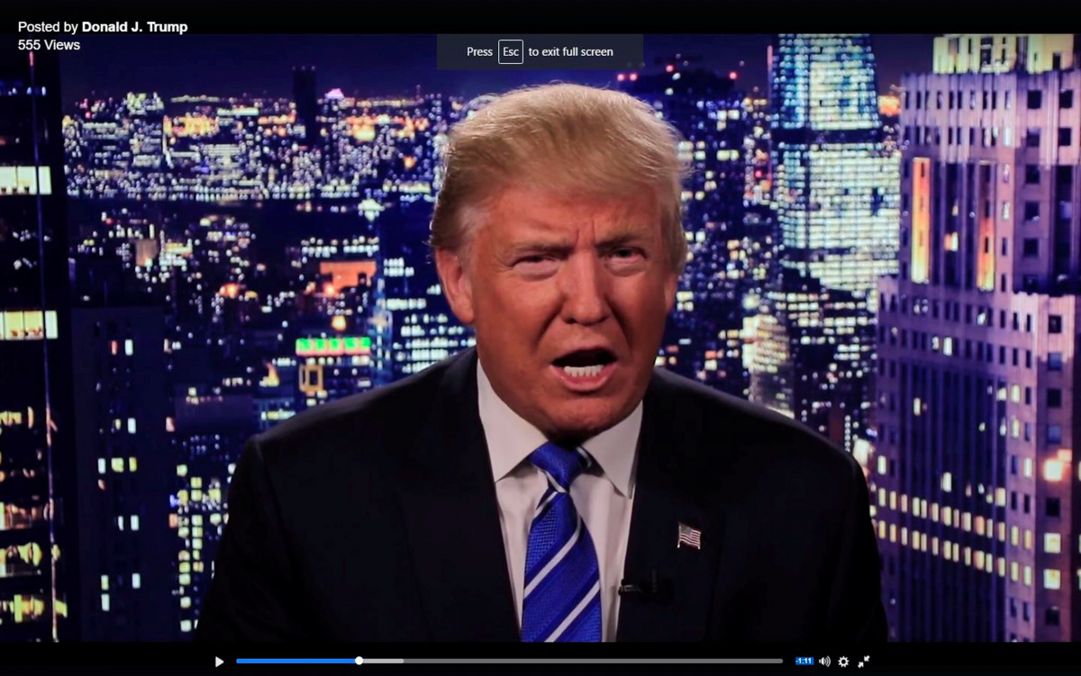 Republican U.S. presidential nominee Donald Trump is seen in a video screengrab as he apologizes for lewd comments he made about women during a statement recorded by his presidential campaign and released via social media after midnight October 8, 2016. (