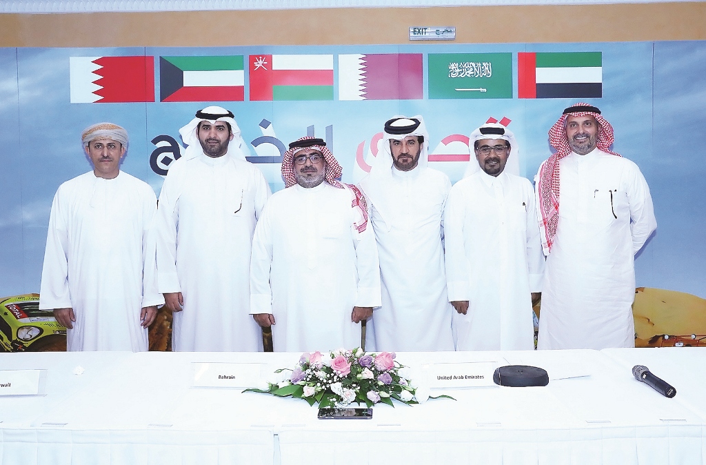 QMMF President Abdulrahman Al Mannai, Bahrain Motor Federation’s Sheikh Abdulla Bin Issa Al Khalifa, Kuwait International Automobile Club’s Sheikh Ali Al Fawaz Al Sabah, Oman Automobile Association’s Jamal Al Ta’ai, Saudi Arabian Motorsport Federation’s A