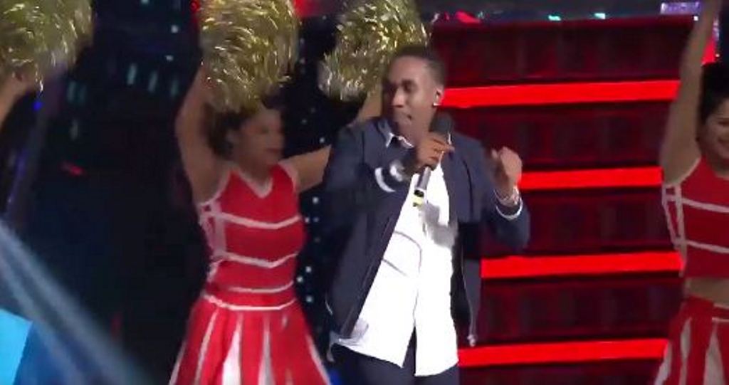 A screen grab of Dwayne Bravo on the show sets.