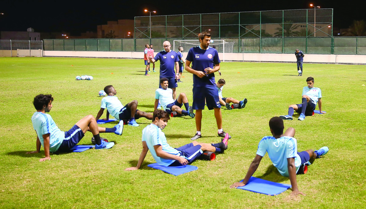 Qatar U-19 coach Oscar Cano supervising a training session on the eve of the match against Yemen of the AFC U-19 Asian Cup in Bahrain yesterday.
