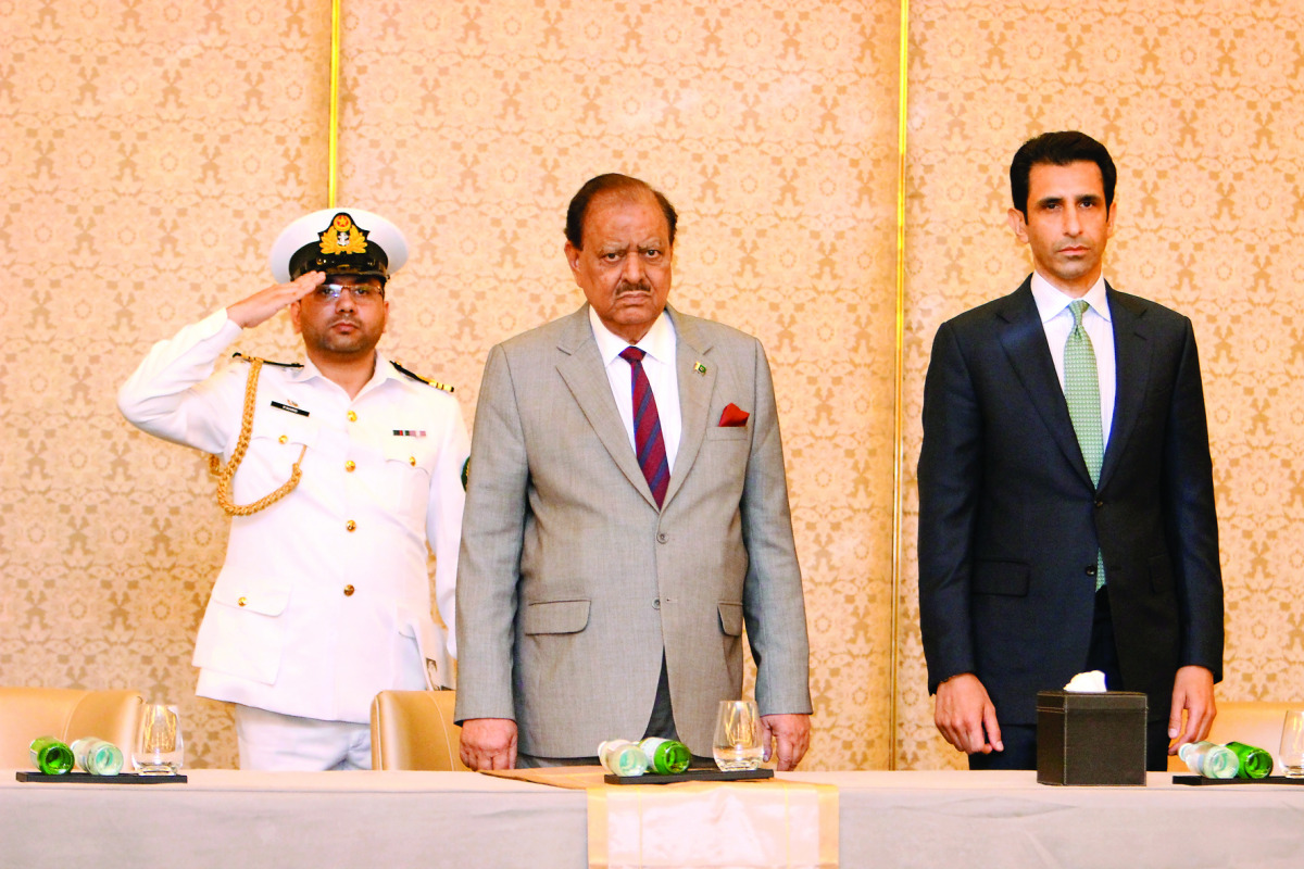 Pakistan President Mamnoon Hussain and Pakistan Ambassador to Qatar Shahzad Ahmed at a function organised by the embassy for Pakistani community.