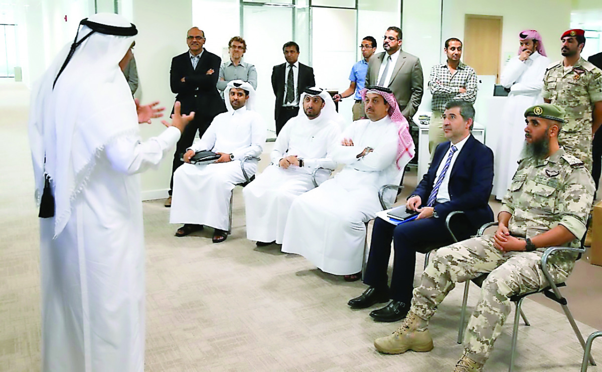 Minister of State for Defence Affairs H E Dr Khalid bin Mohamed Al Attiyah during his visit to Qatar Foundation’s Education City.