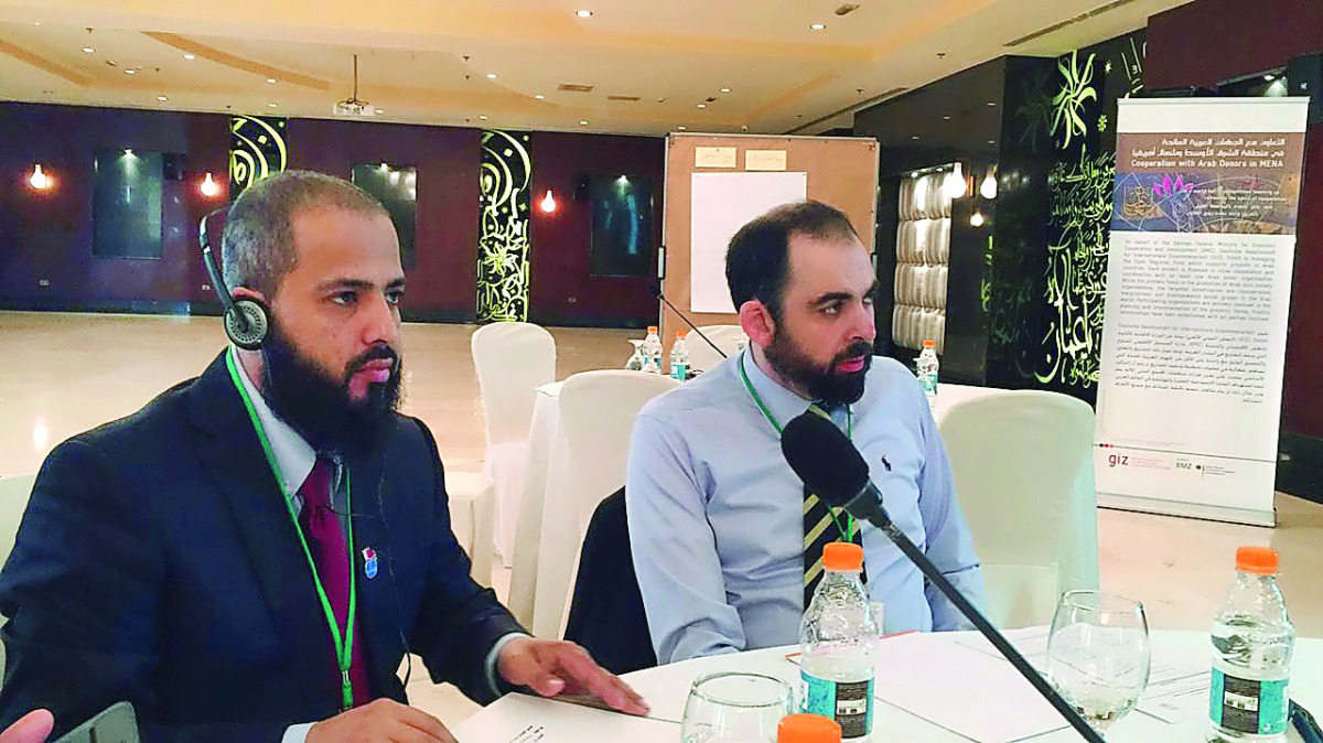 Dr Ayed bin Dabssan Al Qahtani, Chairman, Board of Trustees, and General Director, RAF, speaking at the workshop on supporting Syrian refugees in Amman, Jordan.