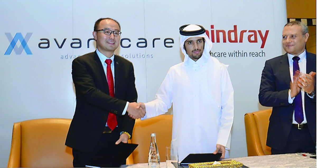 Officials of Avanzcare and Mindray at agreement signing event. 