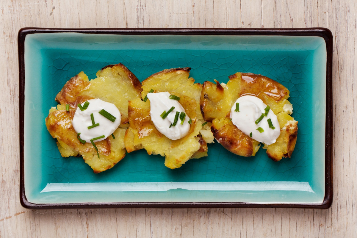 Crushed Potatoes with Horseradish Cream (Photo by Deb Lindsey for The Washington Post)