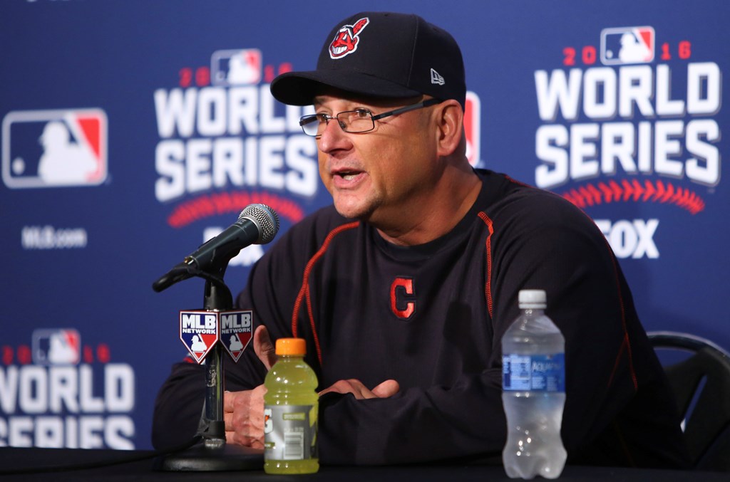 Cleveland Indians manager Terry Francona addresses the media in a press conference before game four of the 2016 World Series against the Chicago Cubs at Wrigley Field. Jerry Lai-USA TODAY Sports
