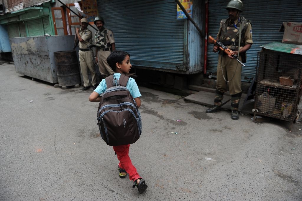 Nearly 300 schools have been ordered to shut in Indian Kashmir following the death of eight civilians in mortar shelling along the highly militarised border with Pakistan (AFP Photo/Tauseef Mustafa)
