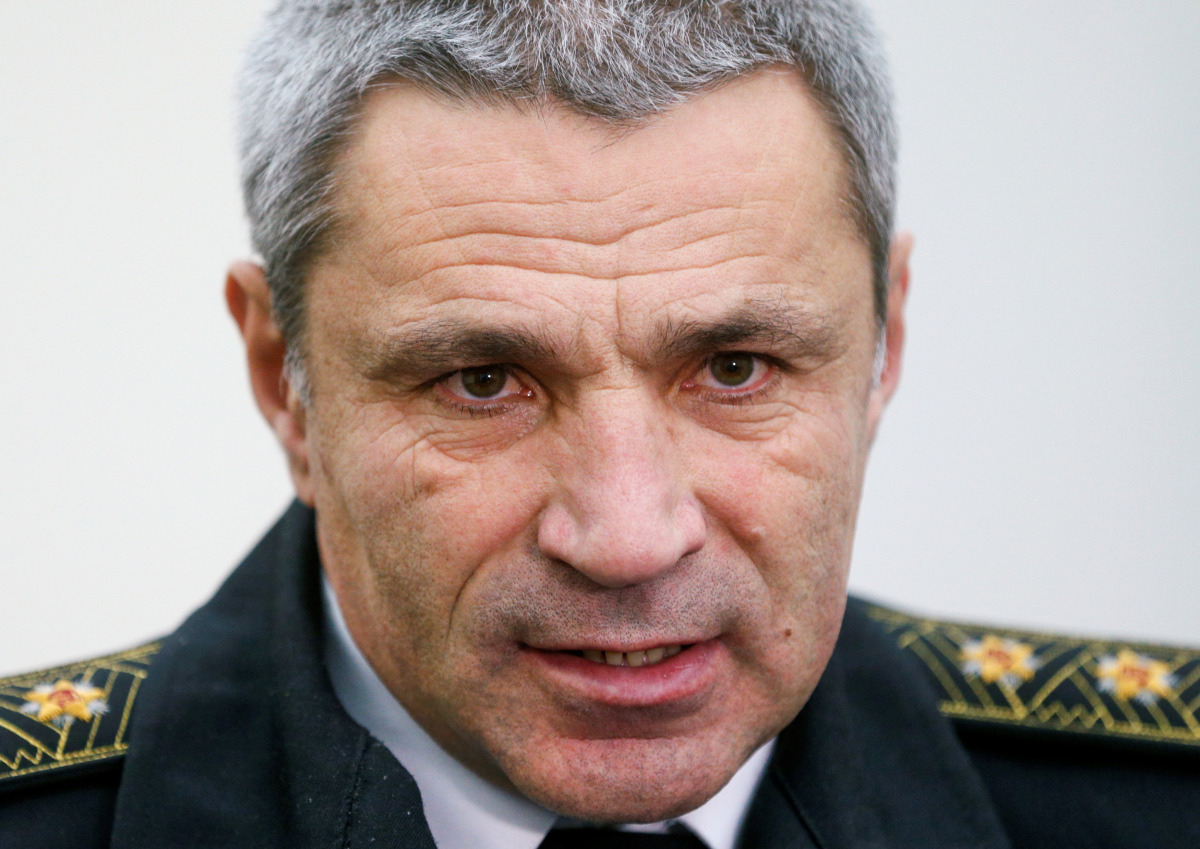 Vice Admiral Ihor Voronchenko, commander of the Ukrainian Navy, speaks during an interview with Reuters in Kiev, Ukraine, October 27, 2016. Picture taken October 27, 2016. REUTERS/Valentyn Ogirenko