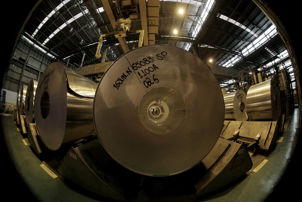 Rolls of aluminum coil are seen at Novelis aluminum factory in Pindamonhangaba, Brazil, June 19, 2015. REUTERS/Paulo Whitaker/File Photo

