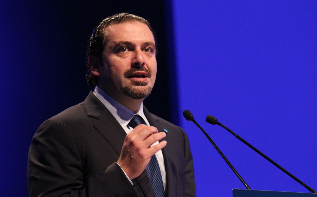 (FILES) This file photo taken on February 14, 2016 shows former Lebanese prime minister Saad Hariri delivering a speech in the capital Beirut. The leading Sunni political figure was named as Lebanon's new prime minister on November 3, 2016, the office of 