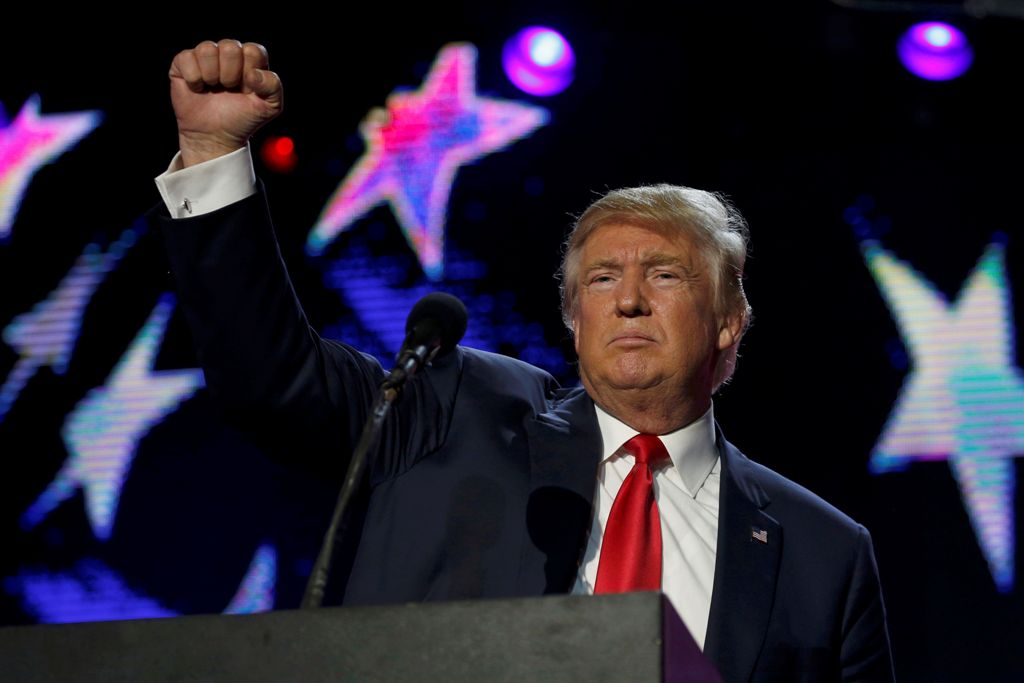Republican presidential nominee Donald Trump speaks at a Bollywood-themed charity concert put on by the Republican Hindu Coalition in Edison, New Jersey, U.S. October 15, 2016. REUTERS/Jonathan Ernst/File Photo