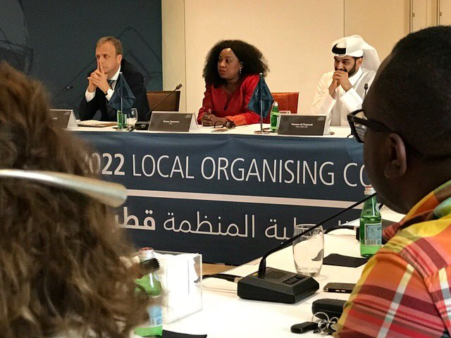  FIFA Secretary General Fatma Samoura addressing the media.