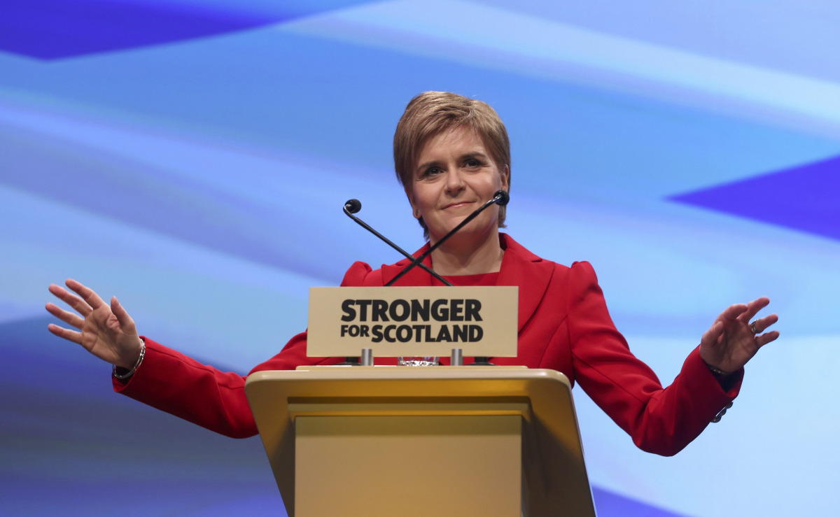 Scotland First Minister Nicola Sturgeon delivers her speech during the Scottish National Party's SNP Spring Conference in Glasgow, Scotland, March 12, 2016. REUTERS / Russell Cheyne