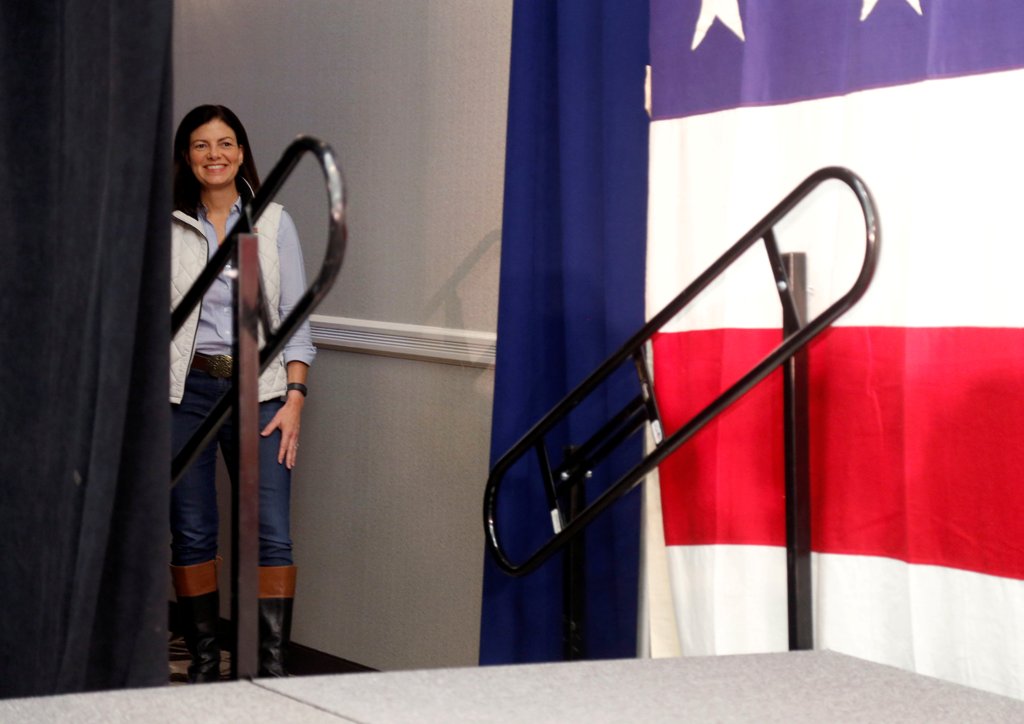 U.S. Senator Kelly Ayotte (R-NH) waits to take the stage to address her supporters acknowledging the U.S. Senate race against Governor Maggie Hassan is too close to call in Concord, New Hampshire, U.S. November 9, 2016. REUTERS/Mary Schwalm
