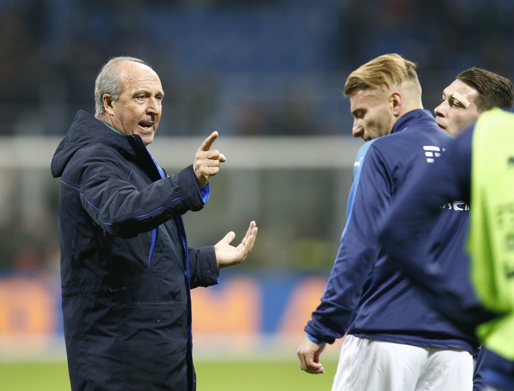 Italy' coach Giampiero Ventura before the match. REUTERS/Alessandro Garofalo