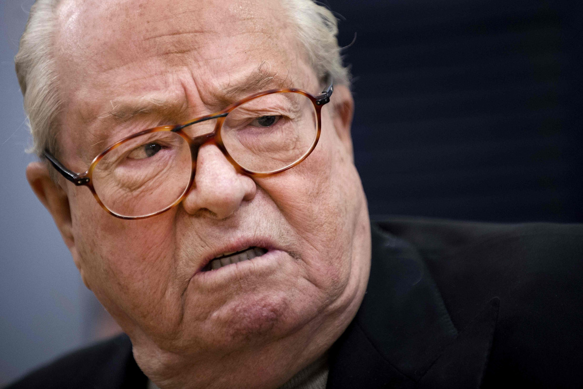 This file photo taken on January 17, 2015 shows French far-right Front National (FN) party honorary president Jean-Marie Le Pen speaking during a press conference in Aubigny, western France. The Nanterre's court will give its decision on November 17, 2016