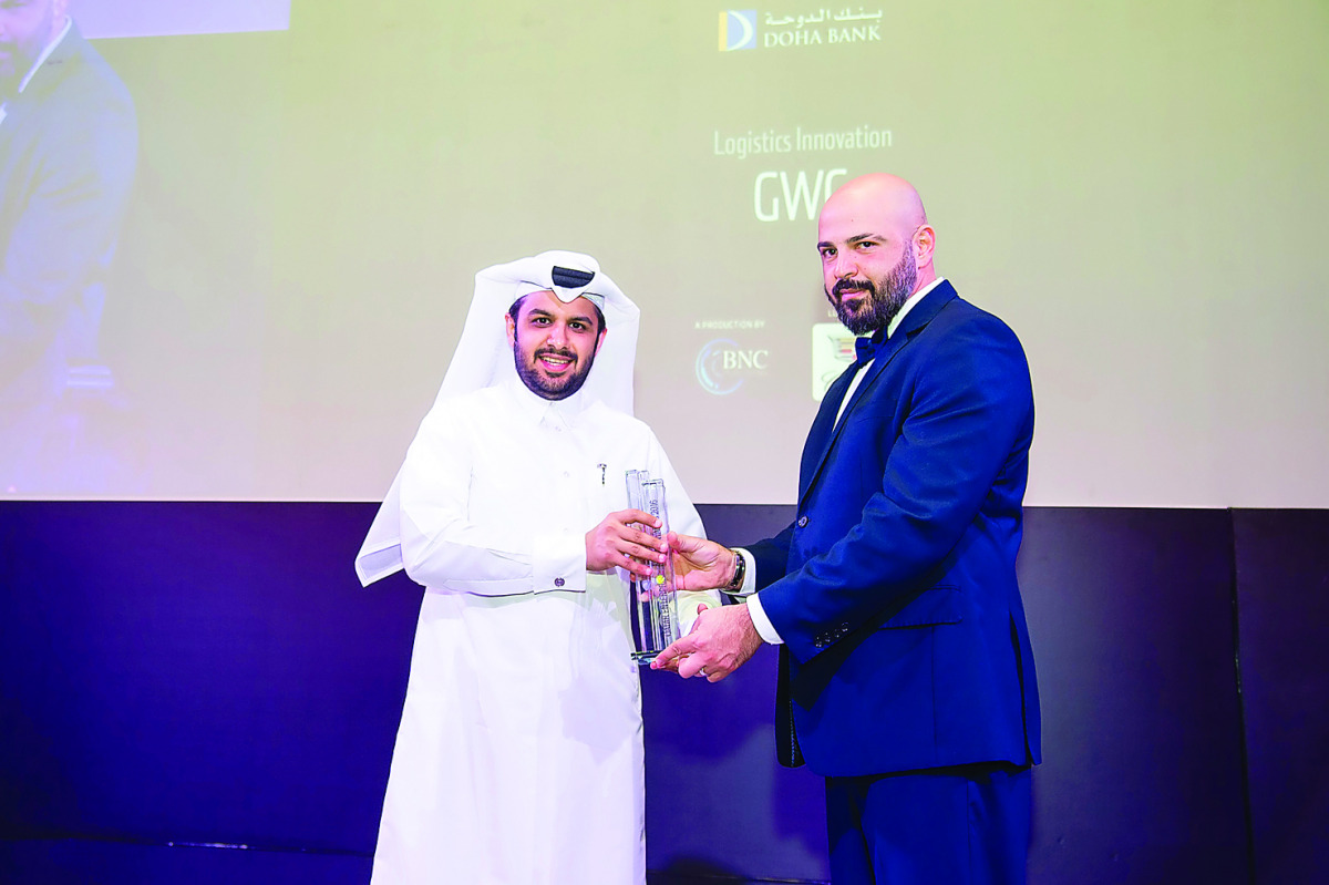 A senior official of GWC receiving the Enterprise Agility Awards at Grand Hyatt hotel in Doha recently. 