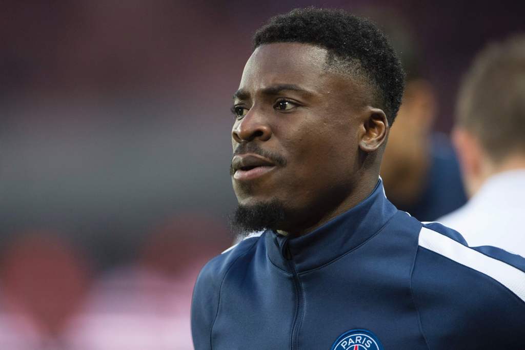 (FILES) This file photo taken on April 6, 2016 shows Paris Saint-Germain's Ivorian defender Serge Aurier looking on prior to the UEFA Champions League quarter final football match between Paris Saint Germain (PSG) and Manchester City on April 6, 2016 at t