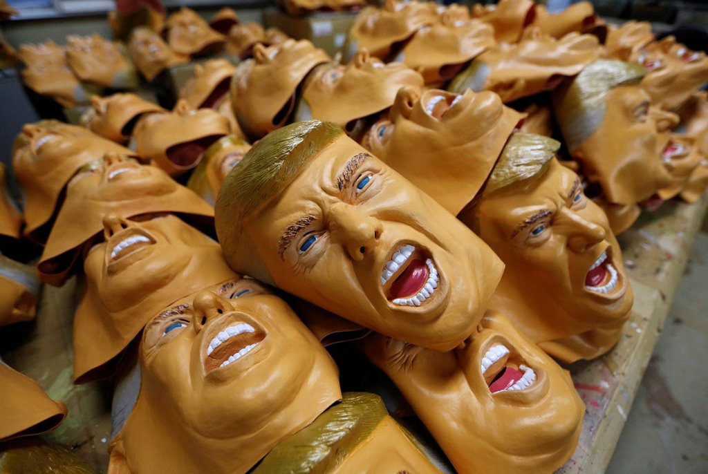 Rubber masks depicting U.S. President-elect Donald Trump are seen at the Ogawa Studios, a mask making company, in Saitama, Japan, November 21, 2016. REUTERS/Toru Hanai