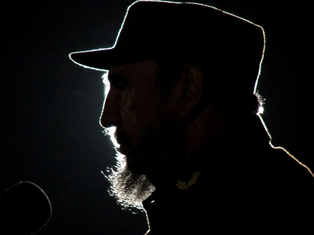 Then Cuban President Fidel Castro addresses the audience during an event with his Venezuelan counterpart Hugo Chavez on Havana's Revolution Square in this February 3, 2006 file photo. REUTERS/Stringer/File Photo
