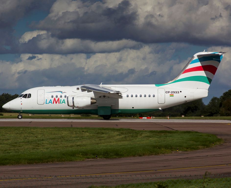 An Avro RJ85 operated by Lamia which crashed on approach to Medellin while carrying 81 passengers and crew including Brazilian football team Chapecoense is seen in a file picture taken in Norwich, Britain on September 25, 2015. Only 5 people are known to 