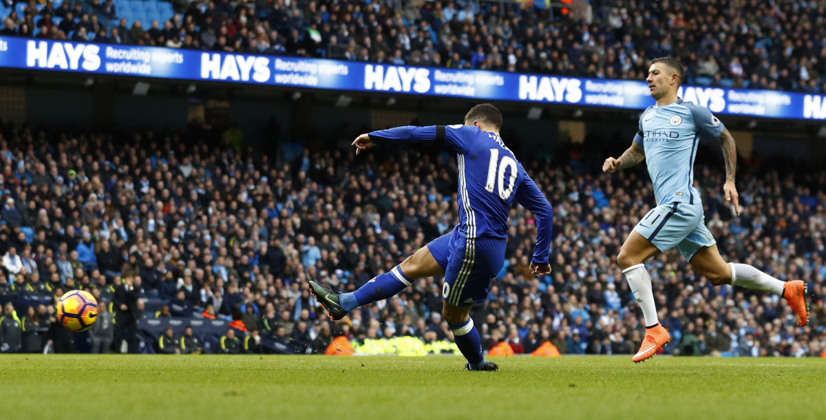 Chelsea's Eden Hazard scores their third goal Action Images via Reuters / Jason Cairnduff Livepic 
