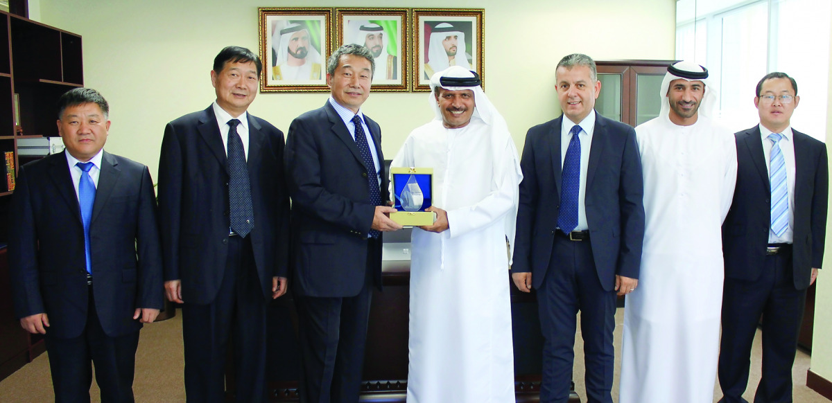 Senior officials of the Gulf Navigation Group, Wuchang Shipbuilding Industry Group Co Ltd, and Qingdao Beihai Shipbuilding Heavy Industry Co Ltd at the event in the UAE.  