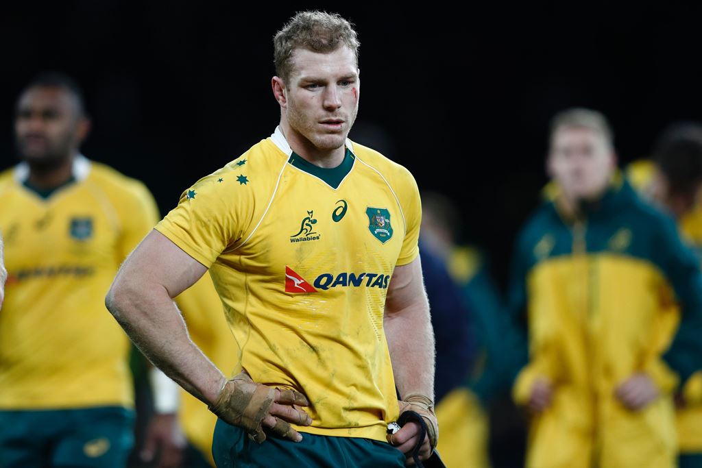 Australia's flanker David Pocock reacts to their defeat in the international rugby union test match between England and Australia at Twickenham stadium in south-west London on December 3, 2016. AFP / Adrian DENNIS
