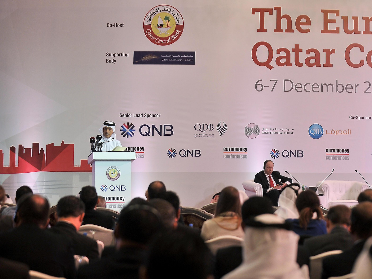 Minister of Finance H E Ali Shareef Al Emadi delivering a speech during The Euromoney Qatar Conference which took place at Ritz Carlton Hotel. (Photo: Baher Amin)
