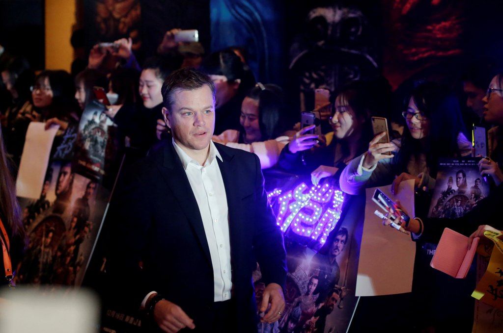 Actor Matt Damon attends a red carpet event promoting Chinese director Zhang Yimou's latest film 