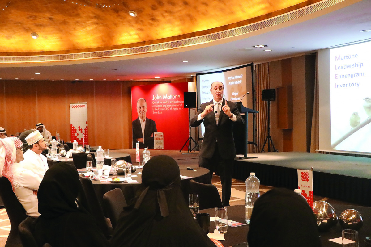 Senior officials of Qatar's leading organisations attending the event which featured world-renowned businessman John Mattone in Doha recently.