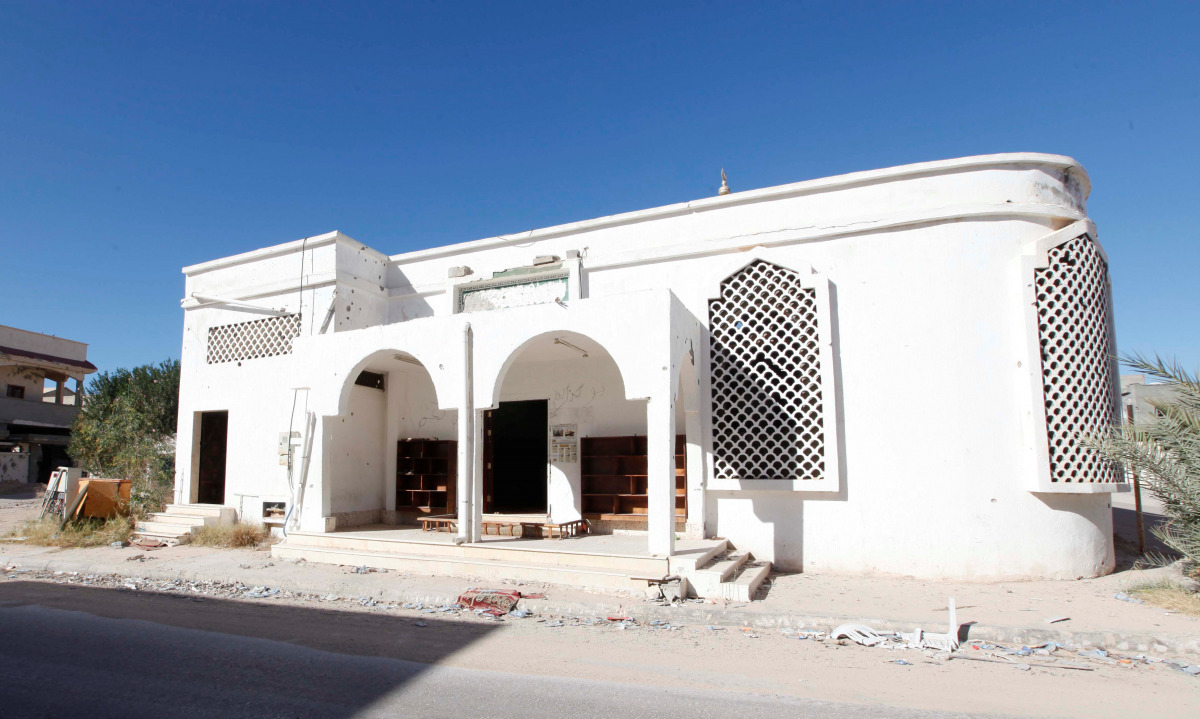 The exterior of a mosque where Eritrean migrants hid after escaping from Islamic State captors in Sirte, Libya, November 11, 2016. REUTERS/Ismail Zitouny