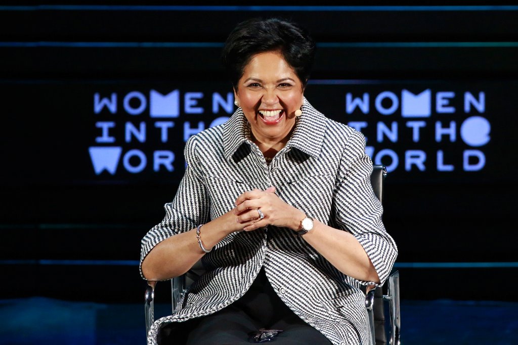 Indra Nooyi, CEO of PepsiCo, takes part in a panel during the Women In The World Summit in the Manhattan borough of New York April 8, 2016. Reuters/Lucas Jackson/File Photo
