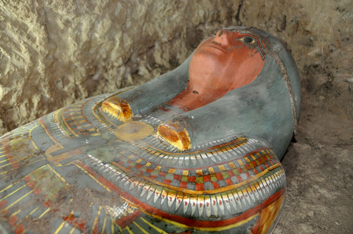 A sarcophagus containing a millennia-old mummy which was found by Spanish archaeologists near the southern Egyptian town of Luxor (AFP PHOTO / EGYPTIAN ANTIQUITIES MINISTRY) 