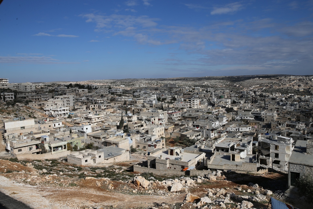 A general view of the Darat Izza district of Aleppo as the civil war continues in Syria on December 18, 2016. As a result of air attacks from warplanes belonging to the Assad regime, the Darat Izza, a district in western Aleppo that normally houses 100,00