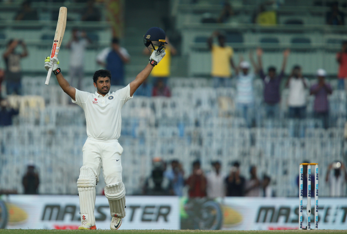 India's Karun Nair celebrates his triple century. (REUTERS/Danish Siddiqui)