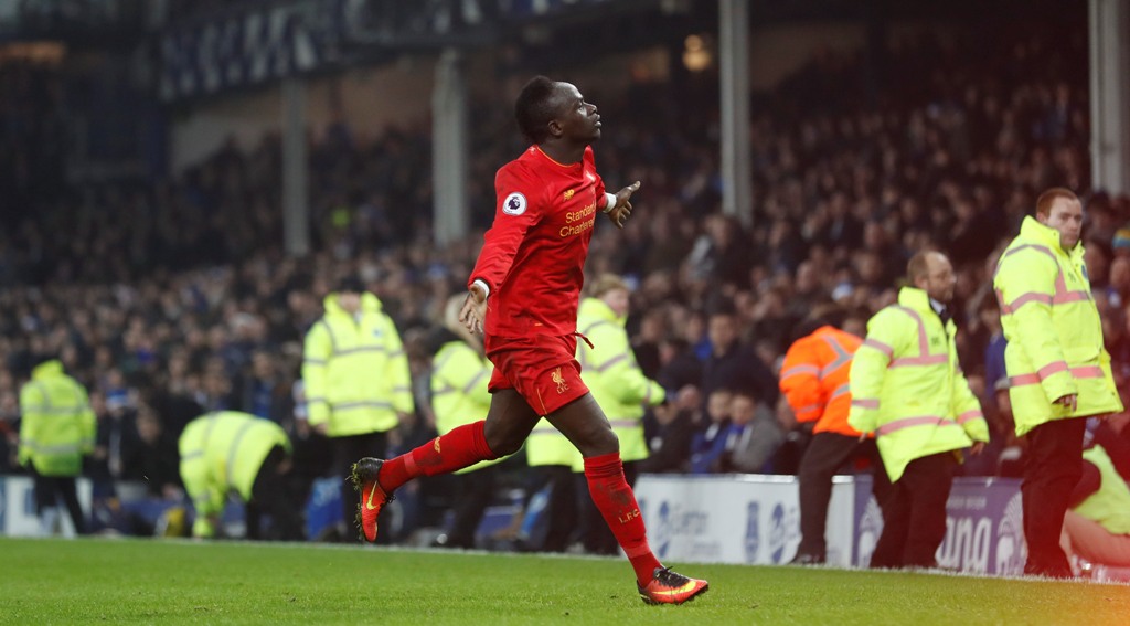 Liverpool's Sadio Mane celebrates scoring their first goal Action Images via Reuters / Carl Recine 

