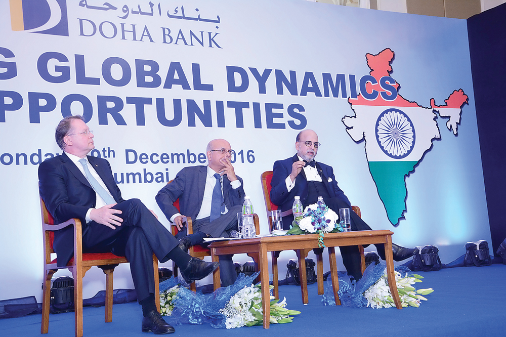 Dr R Seetharaman (right), CEO of Doha Bank,  speaking at the 