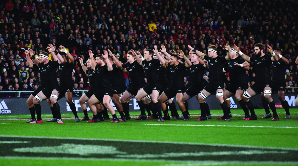New Zealand All Blacks rugby players performe the 