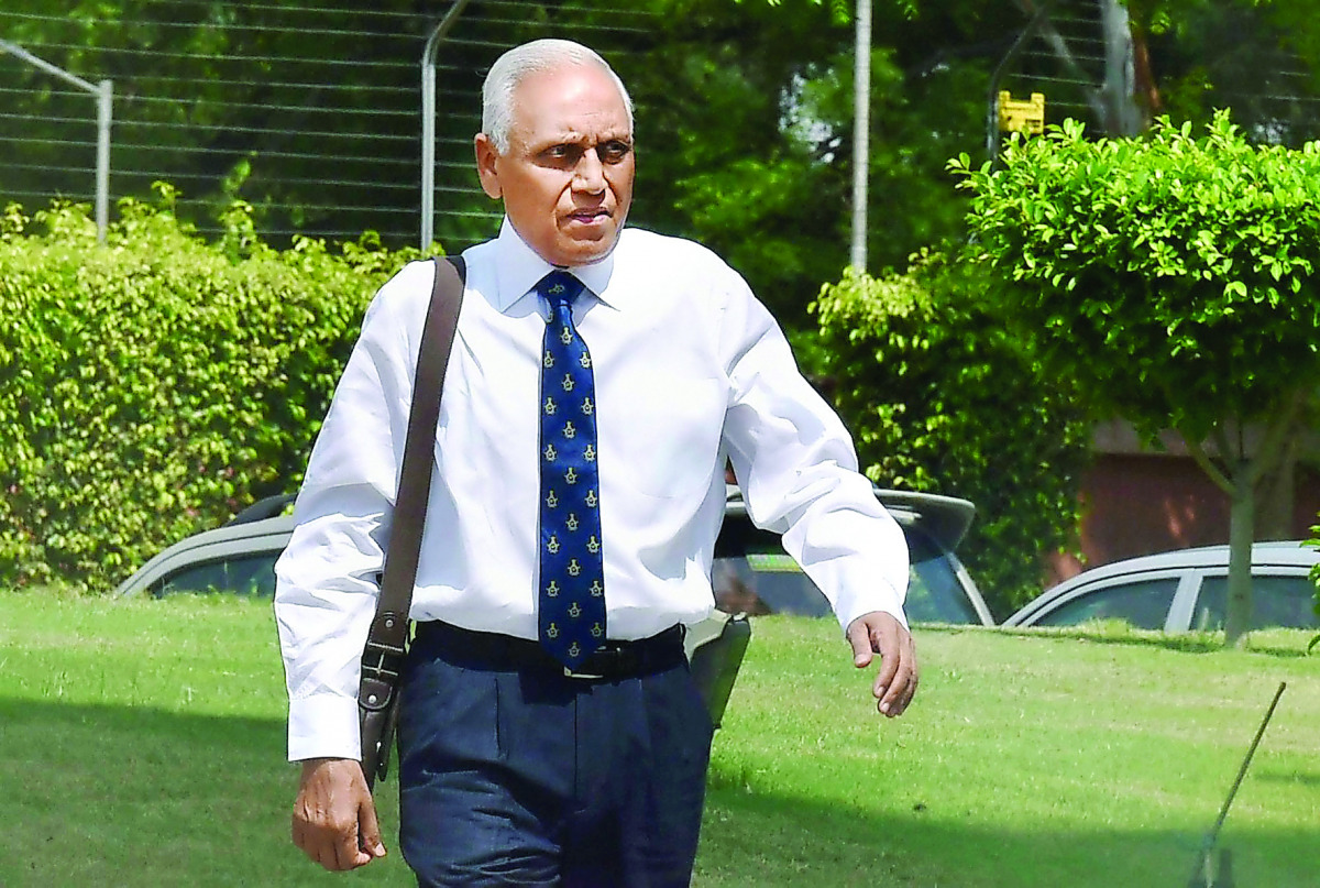 Retired Air Chief Marshal S P Tyagi arriving at the CBI headquarters, recently.