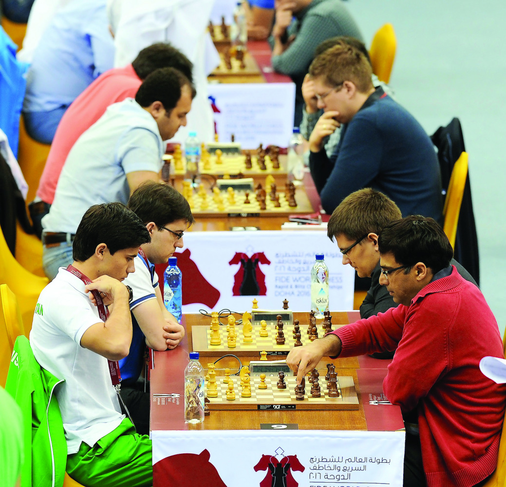 India's Viswanathan Anand (right) in action along with other players during the Qatar Rapid and Blitz Championships, at the Ali Bin Hamad Attiya Arena, Al Sadd, in Doha yesterday.
Pics by: Salim Matramkot/The Peninsula