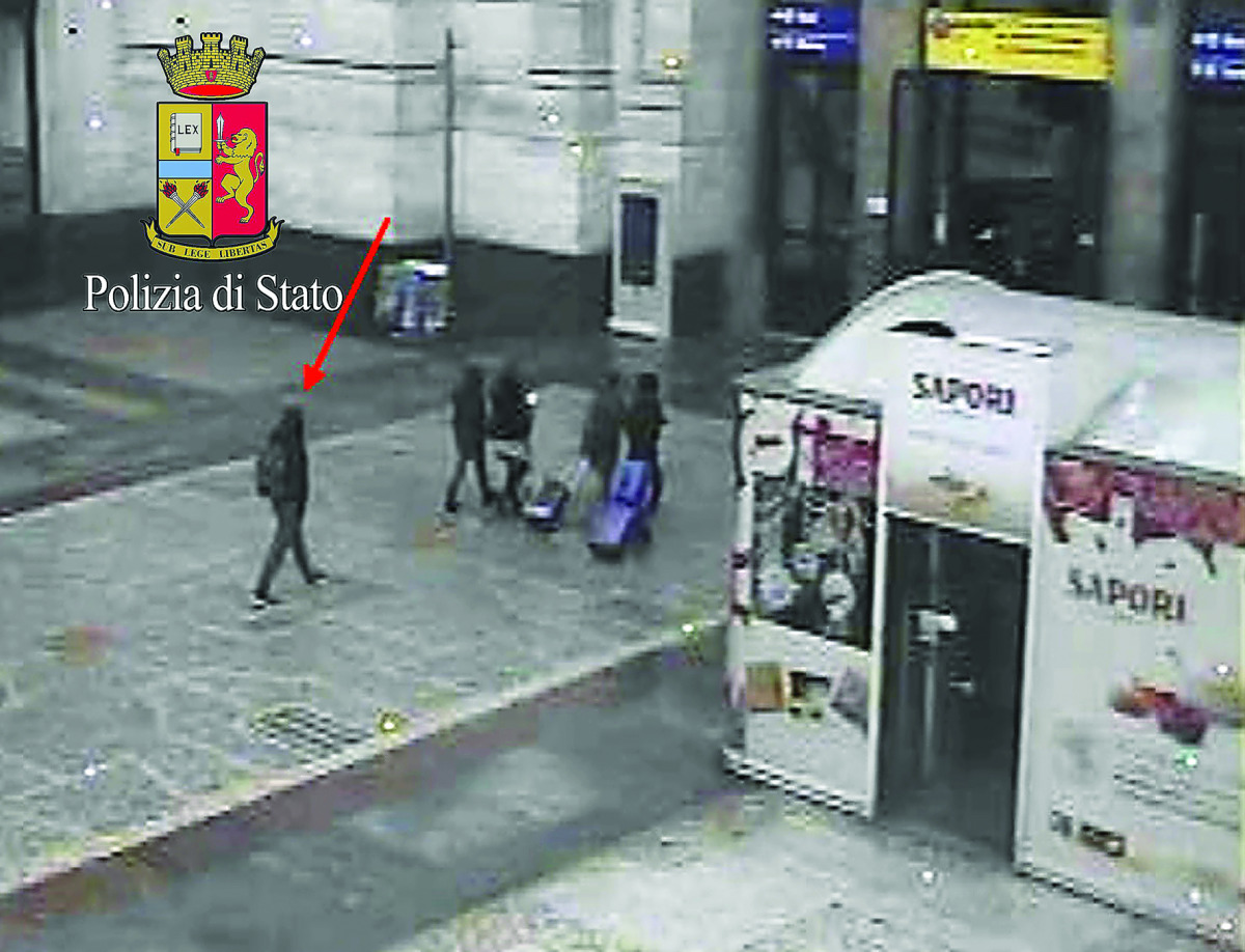 A handout photo released yesterday by the Italian Police allegedly shows Anis Amri, the suspected Berlin truck attacker, on a CCTV frame grab taken at 00.58am (local time), as he arrives on December 23 in Milan's Central Station.