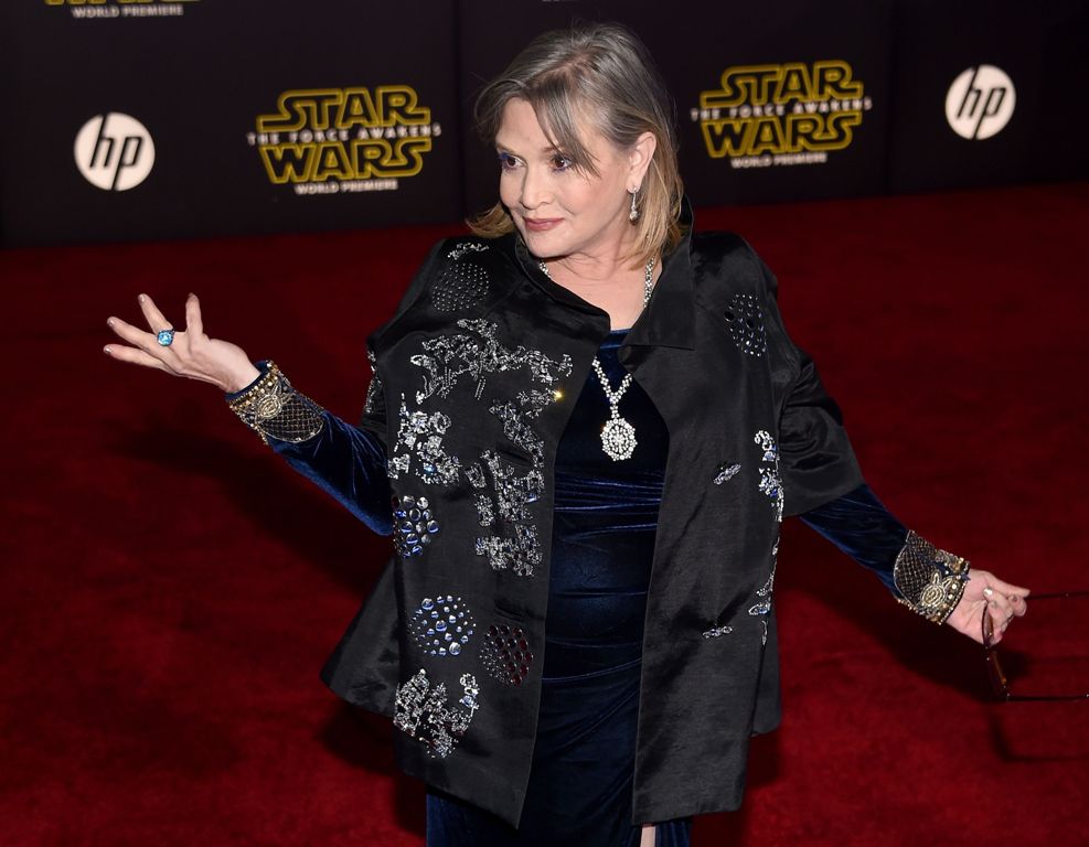 (FILES) This file photo taken on December 14, 2015 shows US actress Carrie Fisher attending the premiere of Walt Disney Pictures and Lucasfilm's 