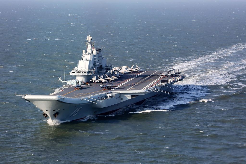 This photo taken on December 24, 2016 shows the Liaoning, China's only aircraft carrier, sailing during military drills in the Pacific. China OUT / AFP / STR