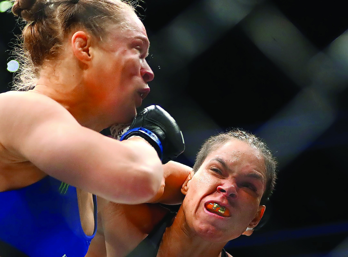 Amanda Nunes (right) punches Ronda Rousey during their UFC 207 match at T-Mobile Arena in Las Vegas, Nevada, in US on Friday.