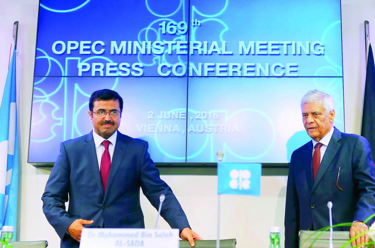 Minister of Energy and Industry H E Dr Mohammed bin Saleh Al Sada, who is also the Opec President, addressing the media in Vienna (file picture).