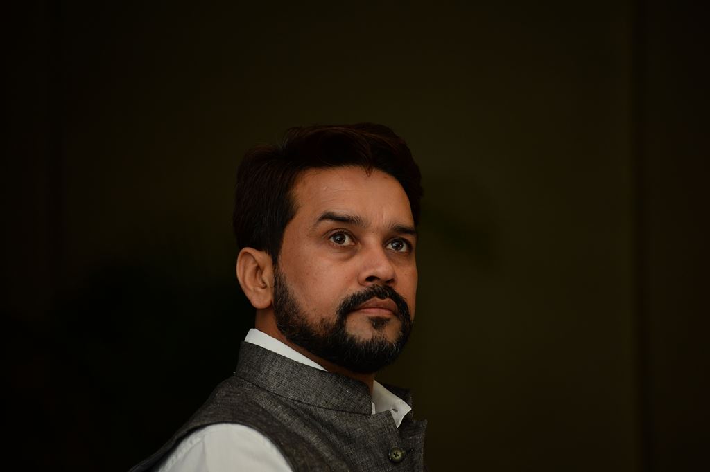 (FILES) In this photograph taken on September 18, 2016, President of the Board of Control for Cricket in India (BCCI) Anurag Thakur looks on as he speaks during a press conference in New Delhi. GETTYOUT
/ AFP / SAJJAD HUSSAIN