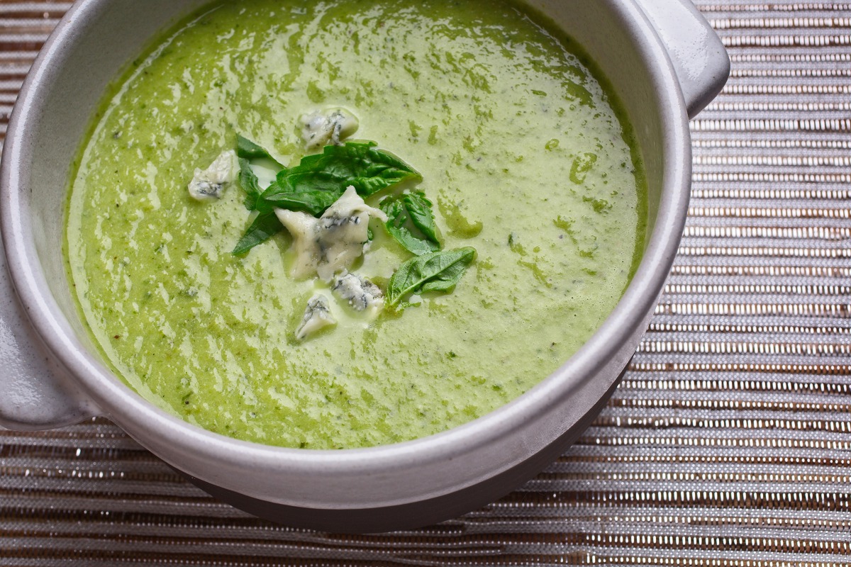 Lettuce and Gorgonzola Soup With Basil. (Photo for The Washington Post by Deb Lindsey)