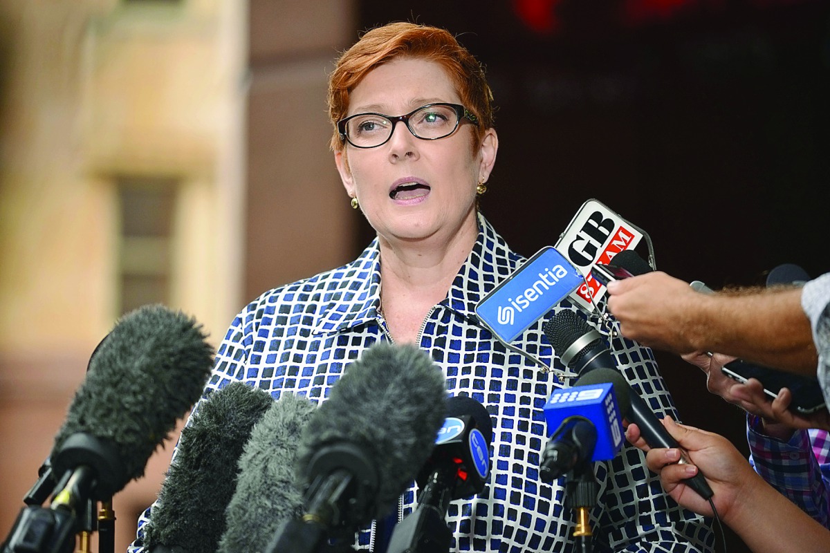 Australia's Defence Minister Marise Payne speaks to the media in Sydney, yesterday.